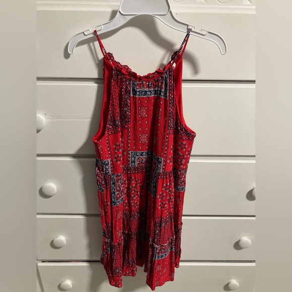 Mi Ami Red Boho Lace Mini Tank Dress Women's Size Small.. - Picture 1 of 7